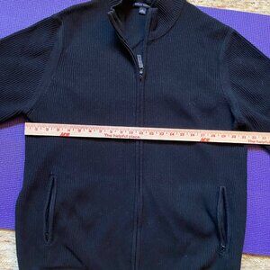 Banana Republic Full-Zip Warm Wool blend black sweater jacket cardigan men's L
